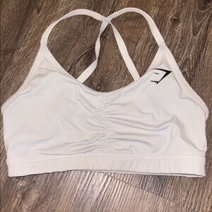 Gymshark Cream Double-Strap Ruched Sports Bra